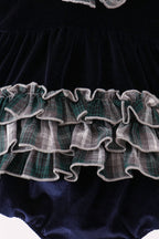 Navy plaid ruffle bubble