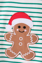 Green stripe gingerbread embroidery pants set