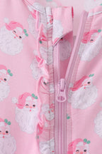 Pink christmas santa claus bamboo romper