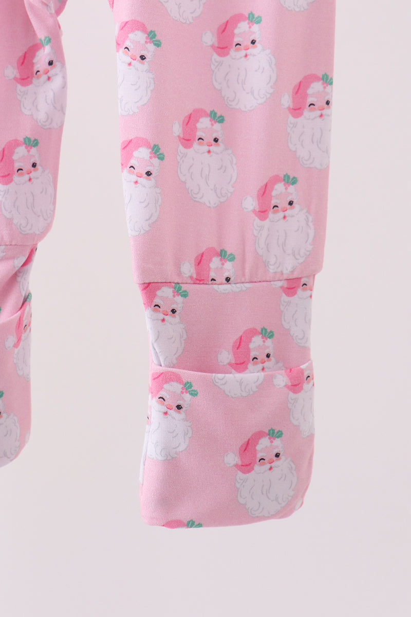 Pink christmas santa claus bamboo romper
