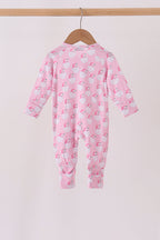 Pink christmas santa claus bamboo romper