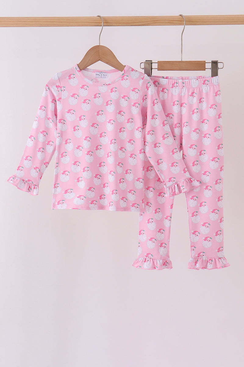 Pink santa claus bamboo pajama set