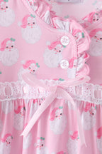 Pink santa claus bamboo ruffle pants set