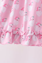 Pink santa claus bamboo ruffle pants set