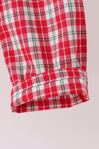 Red christmas tree truck embroidery plaid pants set
