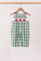 Green christmas tree truck embroidery plaid jonjon