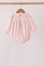 Pink candy cane holly embroidery plaid bubble