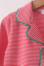 Red stripe christmas tree embroidery pants set
