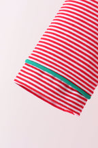 Red stripe christmas tree embroidery pants set