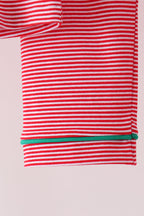 Red stripe christmas tree embroidery pants set
