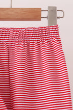 Red stripe christmas tree embroidery ruffle pants set