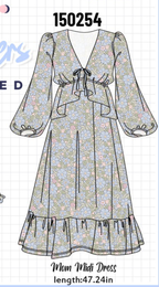 Blue Floral Ruffle Mom Dress