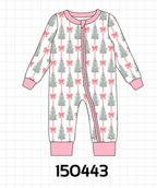Pink Christmas Tree Bow Romper